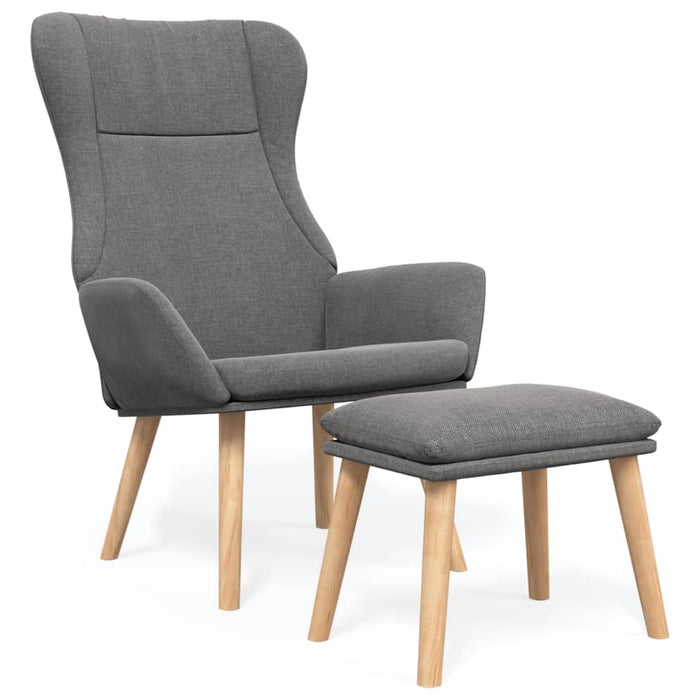 Scaun de relaxare cu taburet, gri deschis, textil - WALTI WALTI