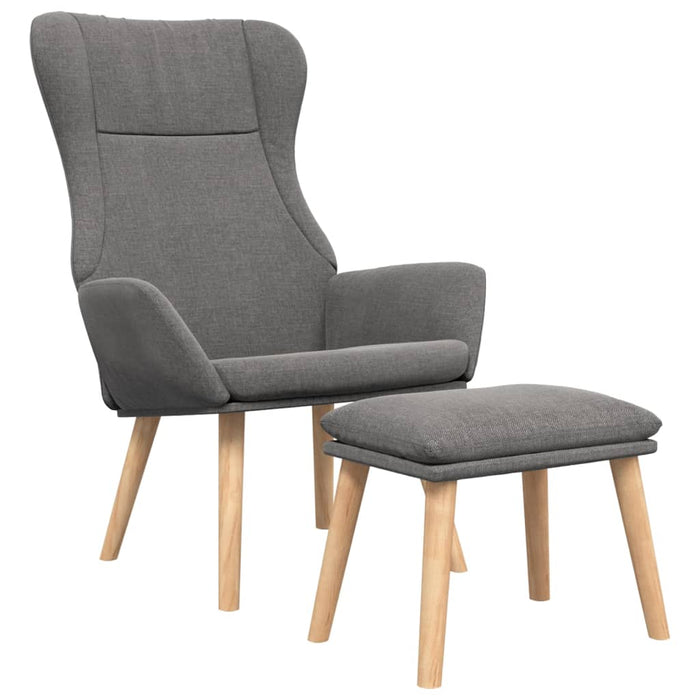 Scaun de relaxare cu taburet, gri deschis, textil - WALTI WALTI
