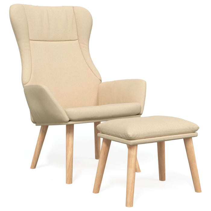 Scaun de relaxare cu taburet, crem, textil WALTI