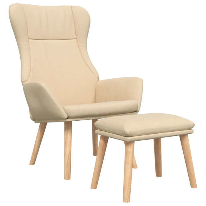 Scaun de relaxare cu taburet, crem, textil WALTI