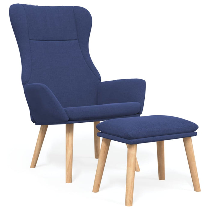 Scaun de relaxare cu taburet, albastru, textil WALTI