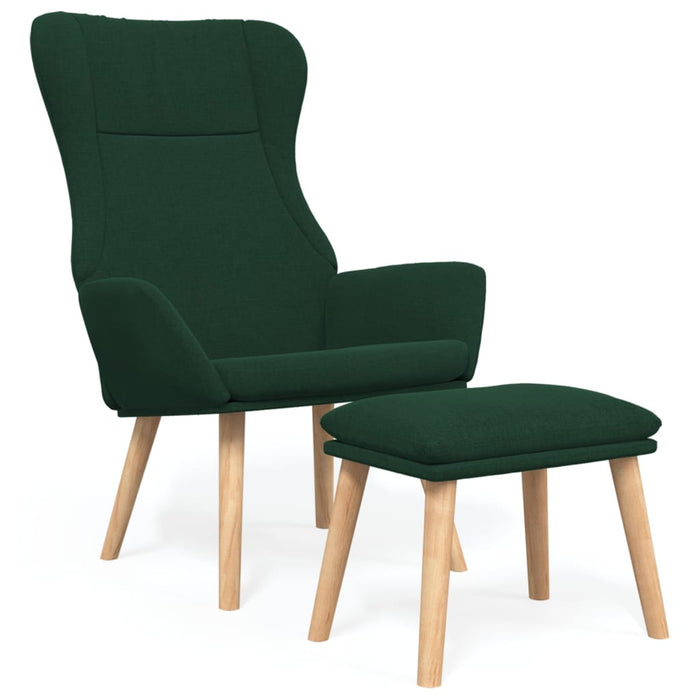 Scaun de relaxare cu taburet, verde închis, textil WALTI