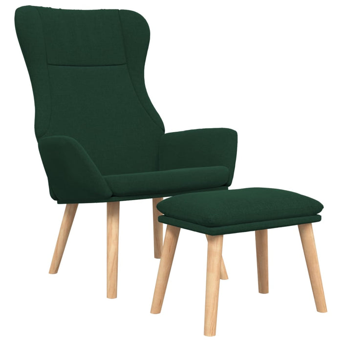 Scaun de relaxare cu taburet, verde închis, textil WALTI