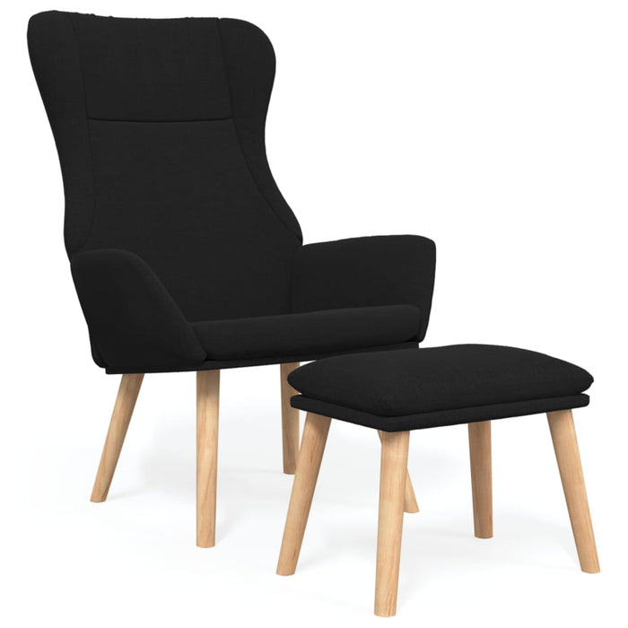 Scaun de relaxare cu taburet, negru, textil - WALTI WALTI
