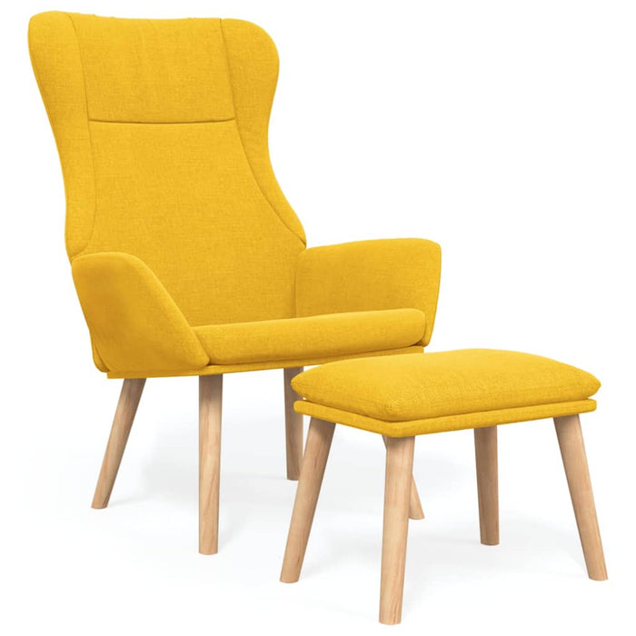 Scaun de relaxare cu taburet, galben muștar, textil WALTI
