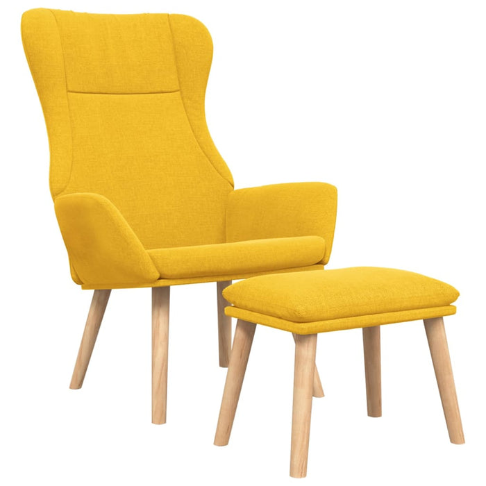 Scaun de relaxare cu taburet, galben muștar, textil WALTI