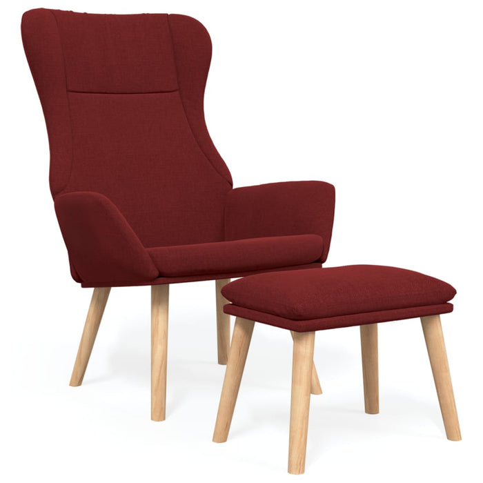 Scaun de relaxare cu taburet, roșu vin, textil WALTI