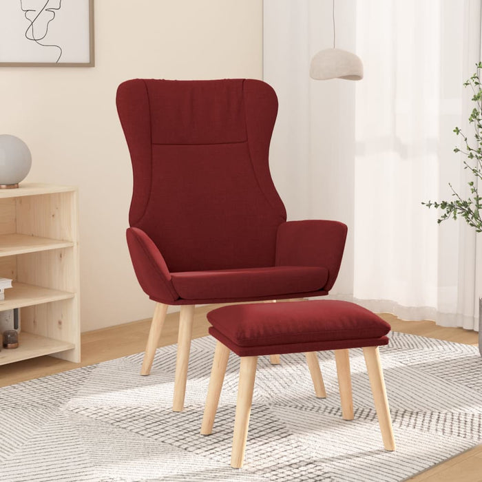 Scaun de relaxare cu taburet, roșu vin, textil WALTI