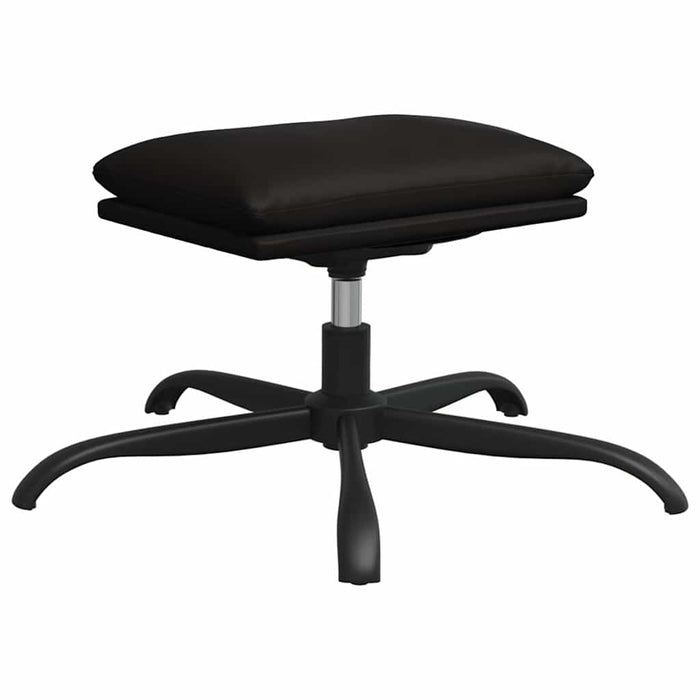 Scaun de relaxare cu taburet, negru lucios, piele ecologică WALTI