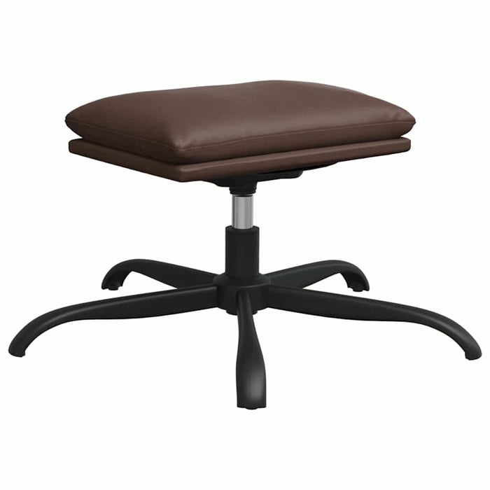 Scaun de relaxare cu taburet, maro lucios, piele ecologică WALTI