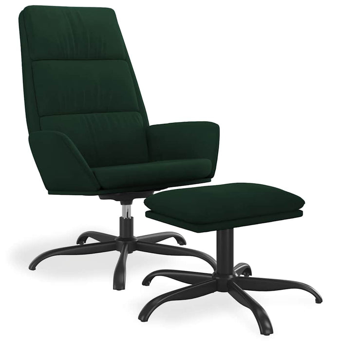 Scaun de relaxare cu taburet, verde închis, catifea WALTI