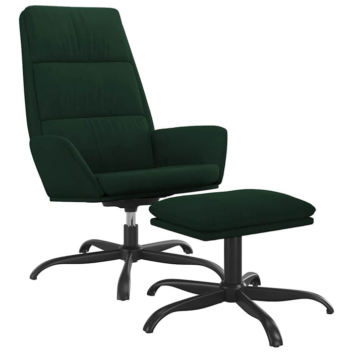 Scaun de relaxare cu taburet, verde închis, catifea WALTI