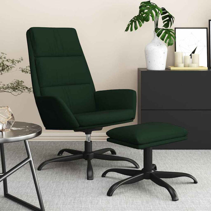 Scaun de relaxare cu taburet, verde închis, catifea WALTI