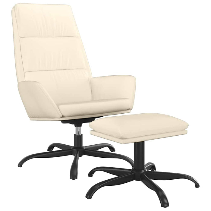 Scaun de relaxare cu taburet, crem, catifea WALTI