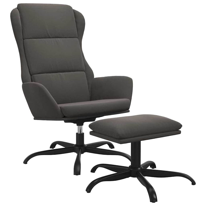 Scaun de relaxare cu taburet, gri închis, microfibră WALTI