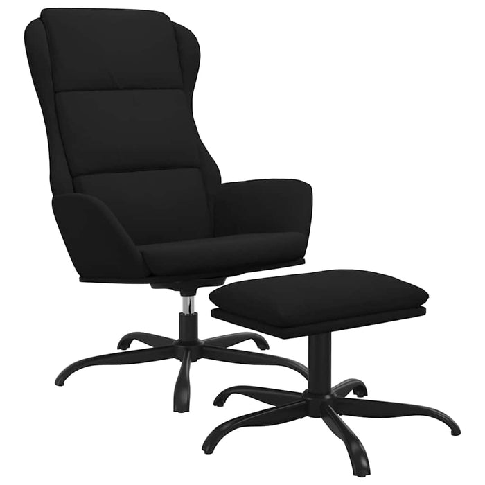 Scaun de relaxare cu taburet, negru, microfibră WALTI