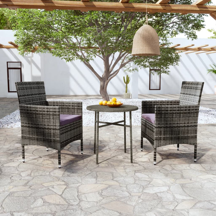 Set mobilier de grădină, 3 piese, gri, poliratan - WALTI WALTI