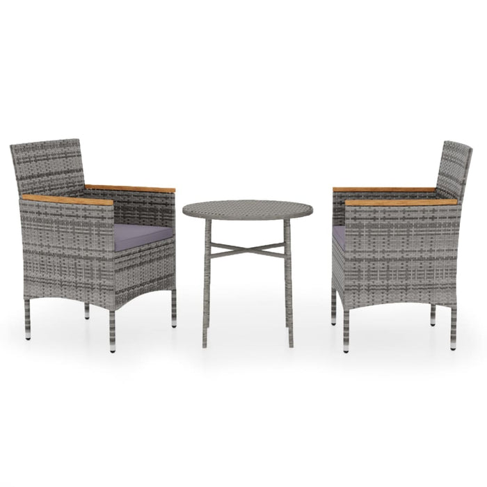 Set mobilier de grădină, 3 piese, gri, poliratan - WALTI WALTI