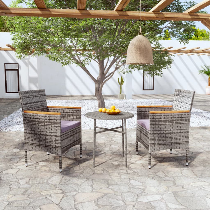 Set mobilier de grădină, 3 piese, gri, poliratan - WALTI WALTI