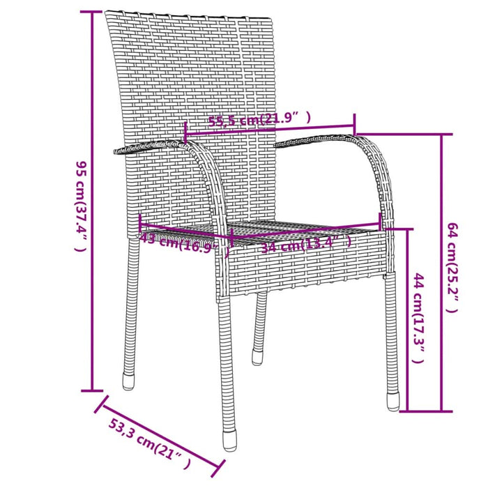 Set mobilier de grădină, 3 piese, negru, poliratan - WALTI WALTI