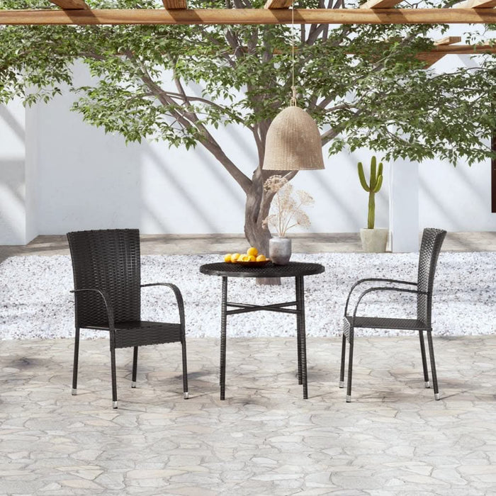 Set mobilier de grădină, 3 piese, negru, poliratan - WALTI WALTI
