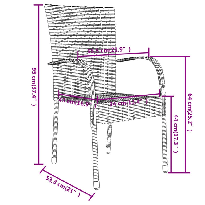 Set mobilier de grădină, 3 piese, gri, poliratan WALTI