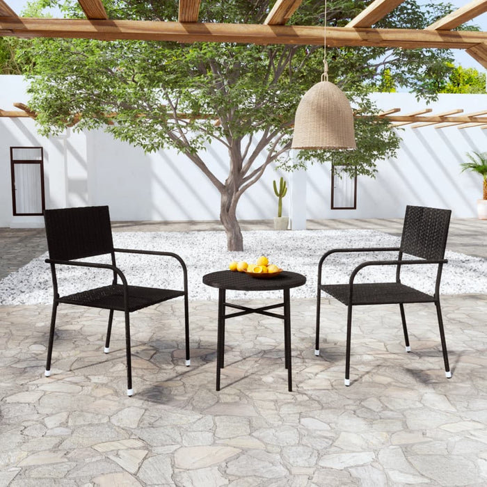 Set mobilier de grădină, 3 piese, negru, poliratan WALTI