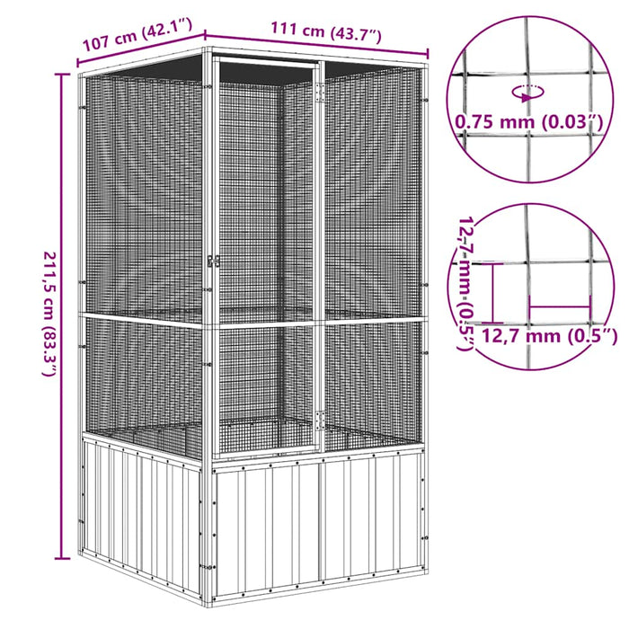 Colivie pentru păsări antracit 111x107x211,5 cm oțel galvanizat - WALTI WALTI