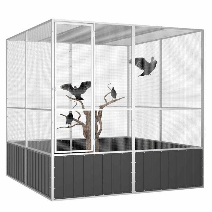 Colivie păsări antracit 213,5x217,5x211,5 cm oțel galvanizat - WALTI WALTI