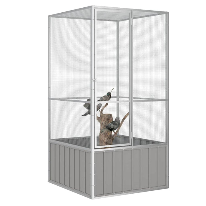 Colivie pentru păsări gri 111x107x211,5 cm oțel galvanizat - WALTI WALTI