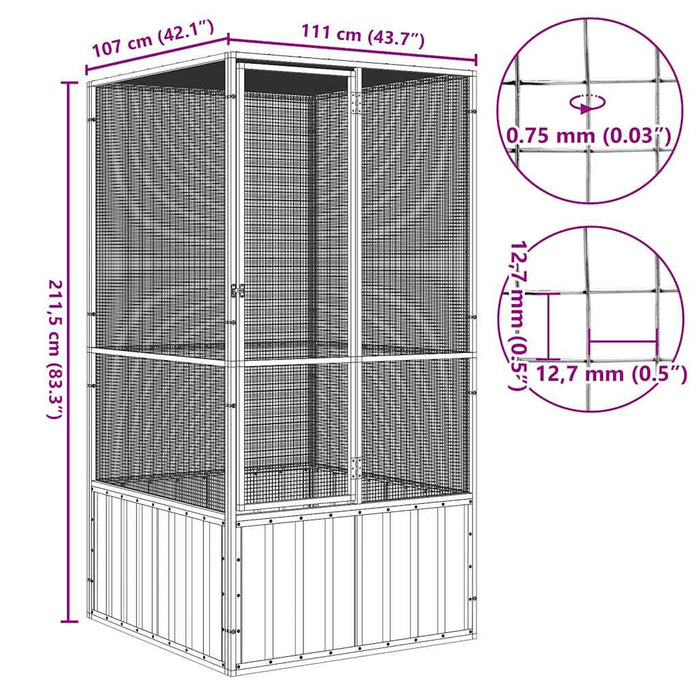 Colivie pentru păsări gri 111x107x211,5 cm oțel galvanizat - WALTI WALTI
