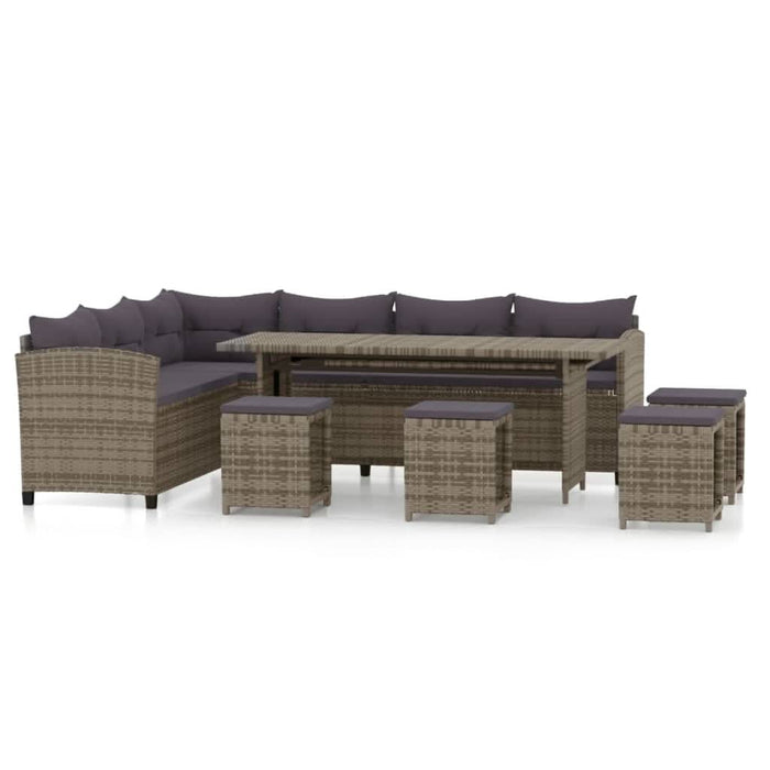 Set mobilier de grădină cu perne, 6 piese, gri, poliratan - WALTI WALTI