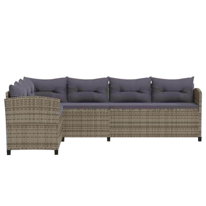Set mobilier de grădină cu perne, 6 piese, gri, poliratan - WALTI WALTI