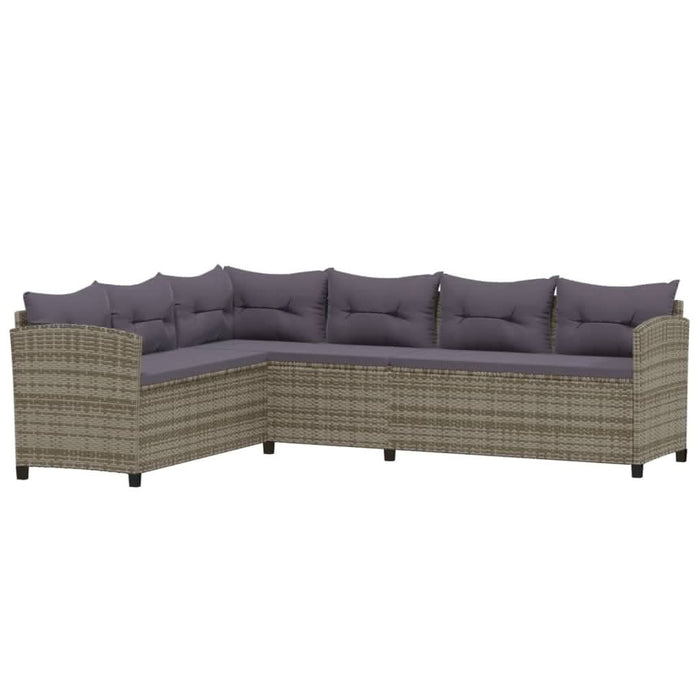 Set mobilier de grădină cu perne, 6 piese, gri, poliratan - WALTI WALTI