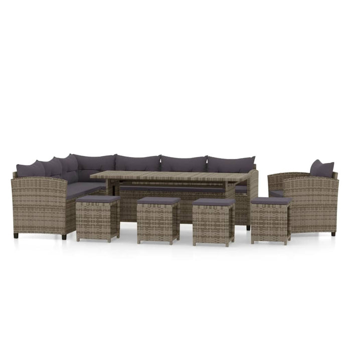 Set mobilier de grădină cu perne, 7 piese, gri, poliratan - WALTI WALTI