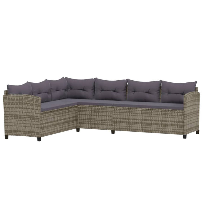 Set mobilier de grădină cu perne, 7 piese, gri, poliratan - WALTI WALTI