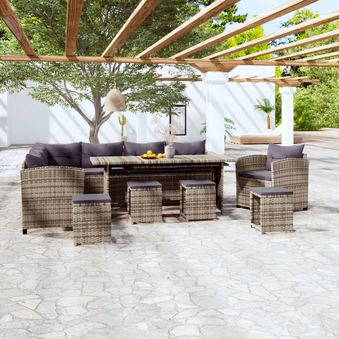 Set mobilier de grădină cu perne, 7 piese, gri, poliratan - WALTI WALTI