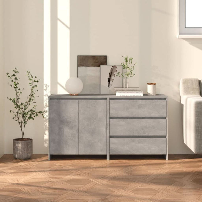 Servante, 2 piese, gri beton, lemn prelucrat - WALTI WALTI
