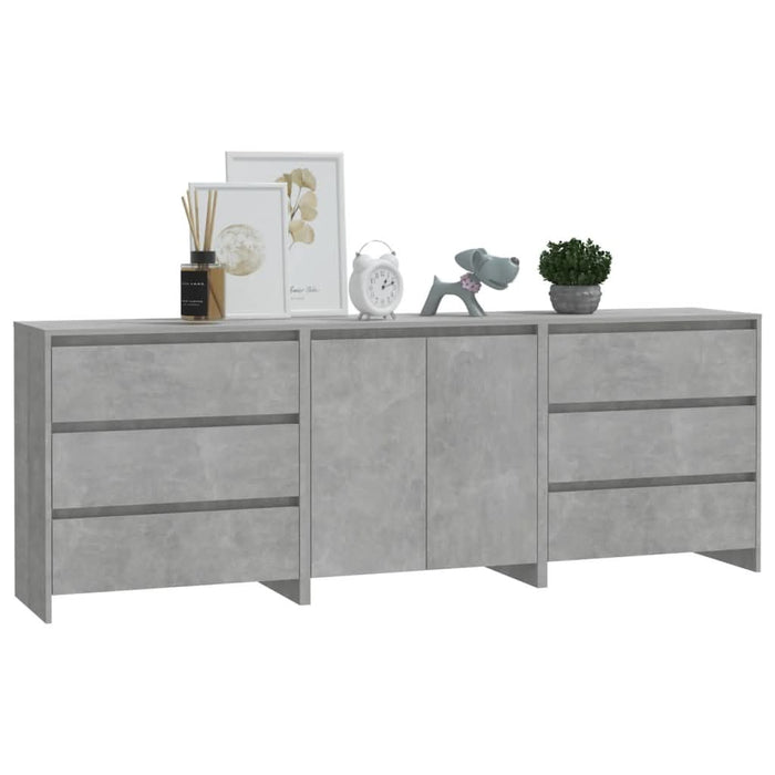 Servante, 3 piese, gri beton, lemn prelucrat - WALTI WALTI
