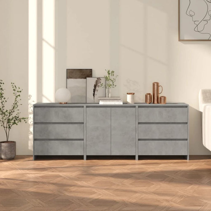 Servante, 3 piese, gri beton, lemn prelucrat - WALTI WALTI
