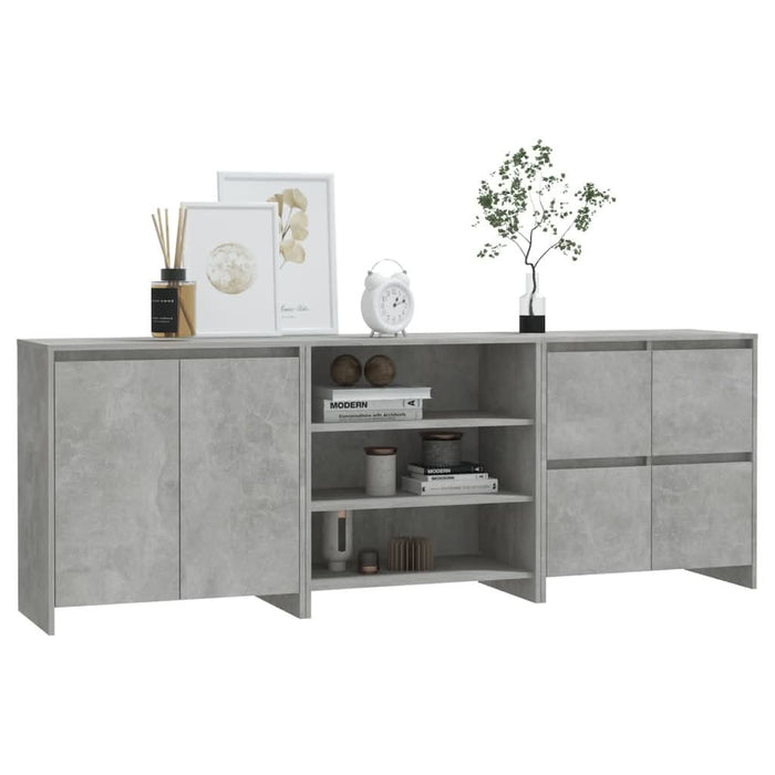 Servante, 3 piese, gri beton, lemn prelucrat - WALTI WALTI