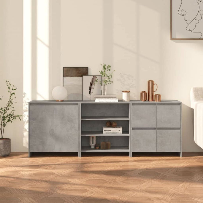Servante, 3 piese, gri beton, lemn prelucrat - WALTI WALTI