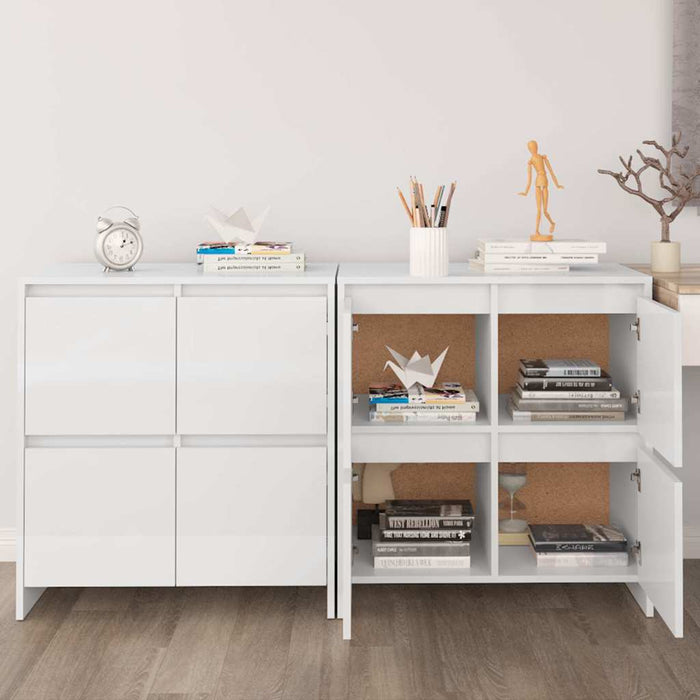 Servante, 2 buc., alb extralucios, 70x41x75 cm, lemn prelucrat WALTI