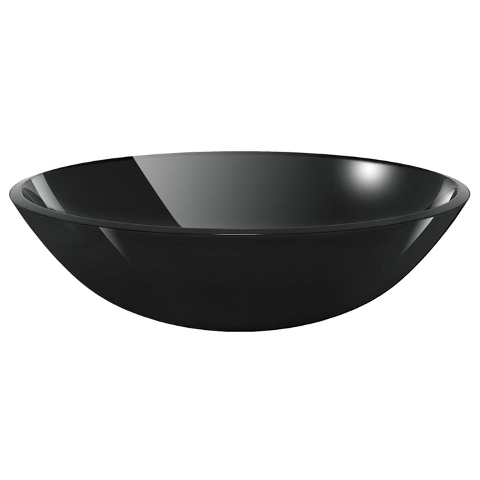 Chiuvetă baie, robinet&scurgere tip push, negru, sticlă călită - WALTI WALTI