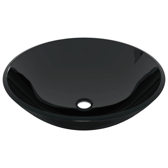 Chiuvetă baie, robinet&scurgere tip push, negru, sticlă călită - WALTI WALTI