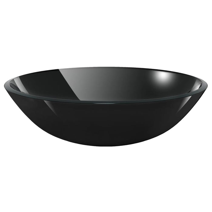 Chiuvetă baie, robinet&scurgere tip push, negru, sticlă călită - WALTI WALTI