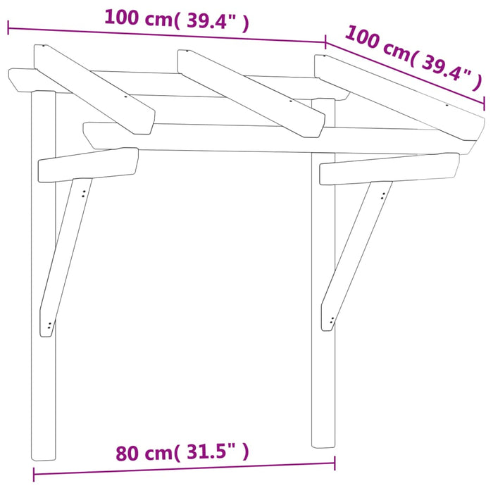 Copertină de ușă, 100x100x80 cm, lemn masiv de pin tratat - WALTI WALTI