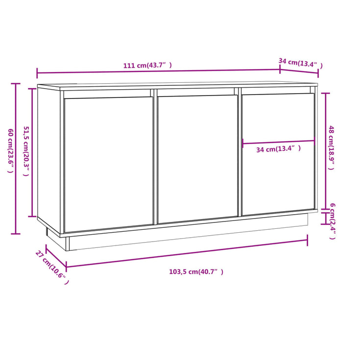 Dulap, 111x34x60 cm, lemn masiv de pin - WALTI WALTI