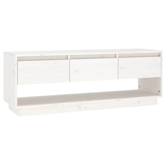 Comodă TV, alb, 110,5x34x40 cm, lemn masiv de pin WALTI