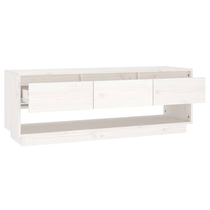Comodă TV, alb, 110,5x34x40 cm, lemn masiv de pin WALTI